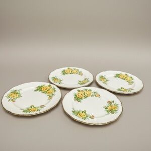Vintage Royal Albert Yellow Tea Rose 8 inch Salad Plates - Lot of 4
